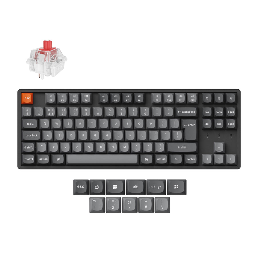 Keychron K8 Max, Wired & Wireless, USB + RF Wireless + Bluetooth, Mechanical, QWERTY, RGB LED, Black