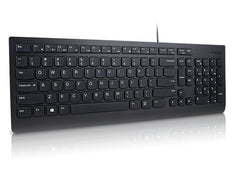 Lenovo Essential, Full-size (100%), Wired, USB, Plunger key switch, QWERTY, Black