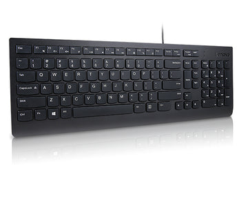 Lenovo Essential, Full-size (100%), Wired, USB, Membrane, QWERTZ, Black