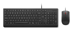 Lenovo Essential Wired Combo Black US Euro, Full-size (100%), Wired, USB, Black, Mouse included
