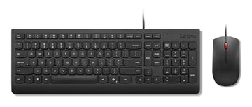 Lenovo Essential Wired Combo Black US Euro, Full-size (100%), Wired, USB, Black, Mouse included