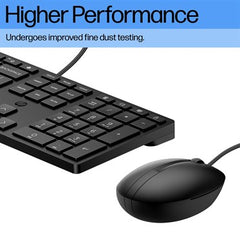 HP Wired Desktop 320MK Mouse and Keyboard, Wired, USB, Membrane, Black, Mouse included
