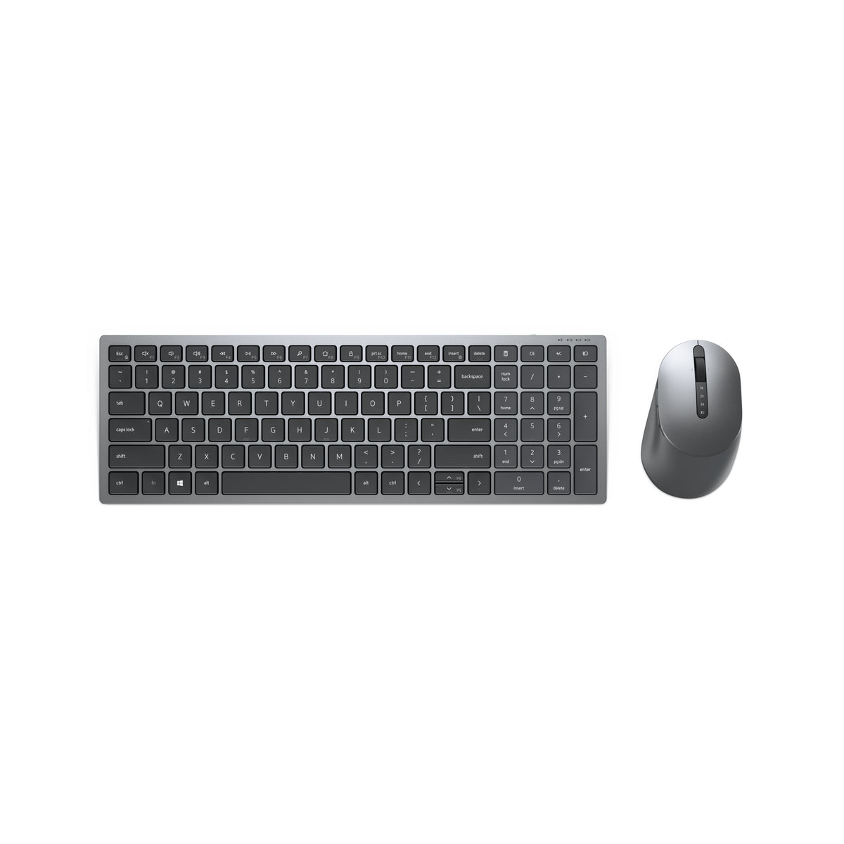 DELL Pro Plus Compact Keyboard and Mouse - KM7120W - UK (QWERTY), Wireless, RF Wireless + Bluetooth, Scissor key switch, QWERTY, Grey, Titanium, Mouse included
