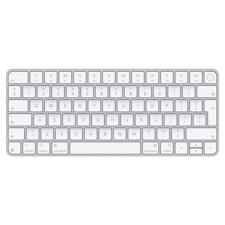 Apple Magic Keyboard with Touch ID for Mac models with silicon (USB–C) - International English, Mini, Wired & Wireless, USB + Bluetooth, QWERTY, Silver, White