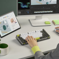 ASUS Jelly75 KD201, 75%, Wired & Wireless, USB + RF Wireless + Bluetooth, Mechanical, Green, White, Black