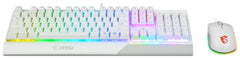 MSI VIGOR GK30 COMBO WHITE UK RGB MEMchanical Gaming Keyboard + Clutch GM11 WHITE Gaming Mouse ' UK Layout, 6-Zone RGB Lighting Keyboard, Dual-Zone RGB Lighting Mouse, 5000 DPI Optical Sensor, Center', Wired, USB, Membrane, QWERTY, RGB LED, White