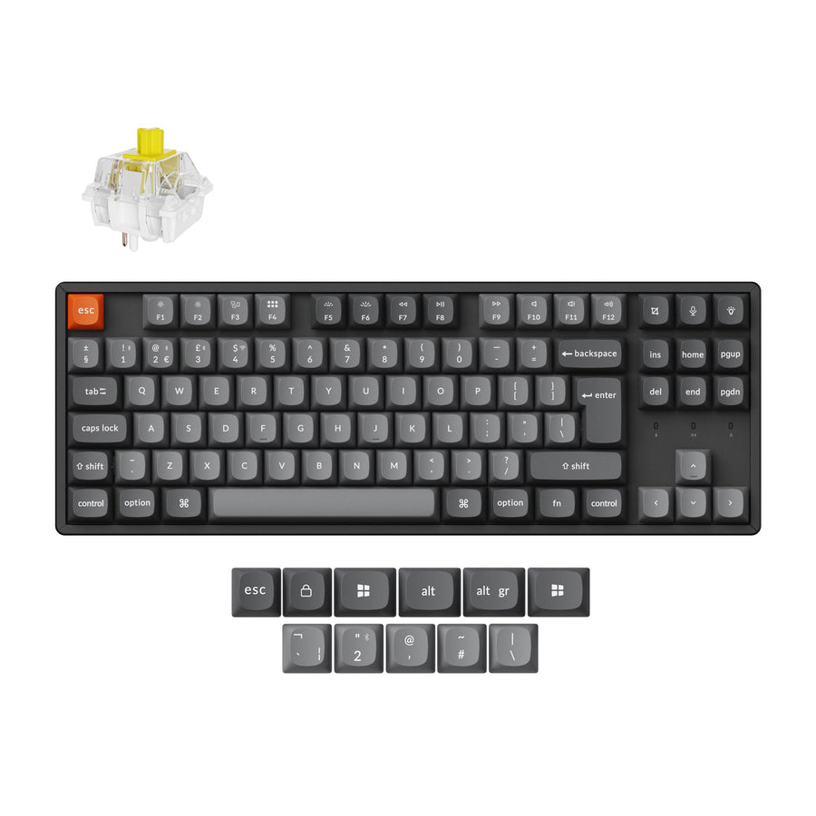 Keychron K8 Max, Wired & Wireless, USB + RF Wireless + Bluetooth, Mechanical, QWERTY, RGB LED, Black
