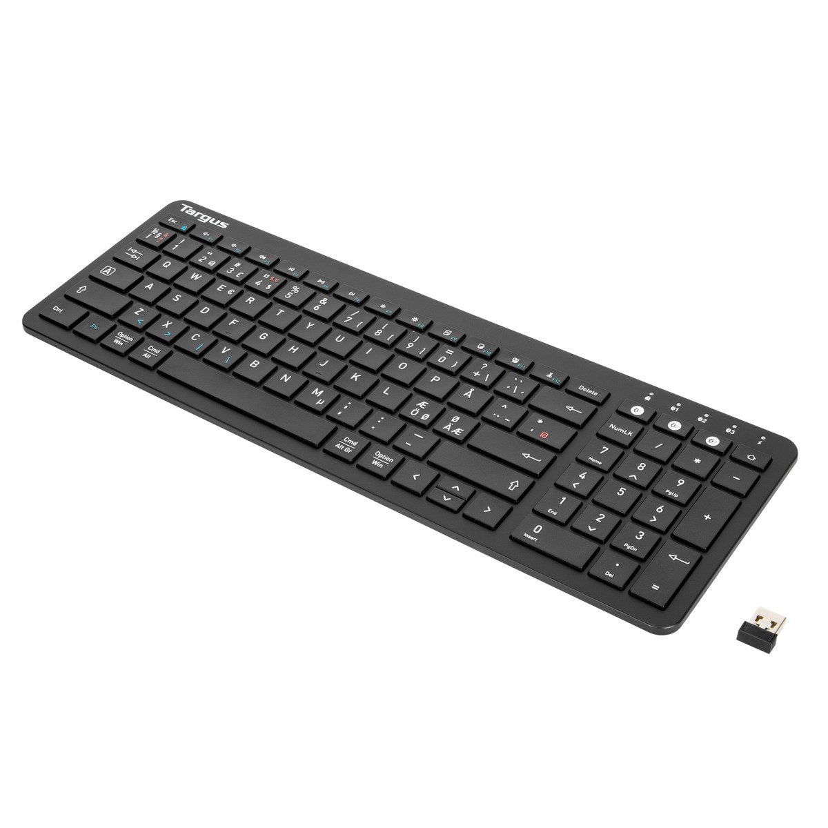 Targus AKB863NO, Full-size (100%), Wireless, Bluetooth, QWERTY, Black