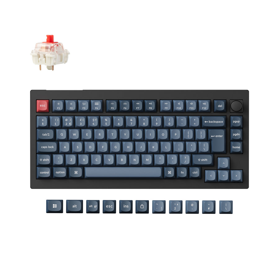 Keychron V1 Max, Wired & Wireless, USB + RF Wireless + Bluetooth, Mechanical, QWERTY, RGB LED, Black, Grey