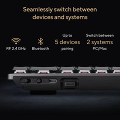 ASUS ProArt Keyboard KD300, Wireless, USB + RF Wireless + Bluetooth, Mechanical, QWERTY, RGB LED, Black