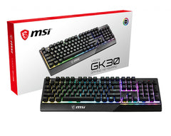 MSI VIGOR GK30 RGB MEMchanical Gaming Keyboard ' UK Layout, MECH. Membrane switches, 6-Zone RGB Lighting, RGB Mystic Light, water repellent keyboard design', Wired, USB, Mechanical, QWERTY, RGB LED, Black