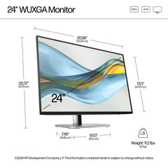HP Series 5 Pro 24 inch WUXGA Monitor - 524pn, 61 cm (24"), 1920 x 1200 pixels, WUXGA, 5 ms, Black