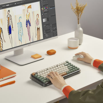 ASUS Jelly75 KD201, 75%, Wired & Wireless, USB + RF Wireless + Bluetooth, Mechanical, Green, Beige, Orange