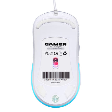VIDA GAMER WHT 4IN1 USB KB MS HS KIT, Wired, USB, Membrane, QWERTY, RGB LED, White