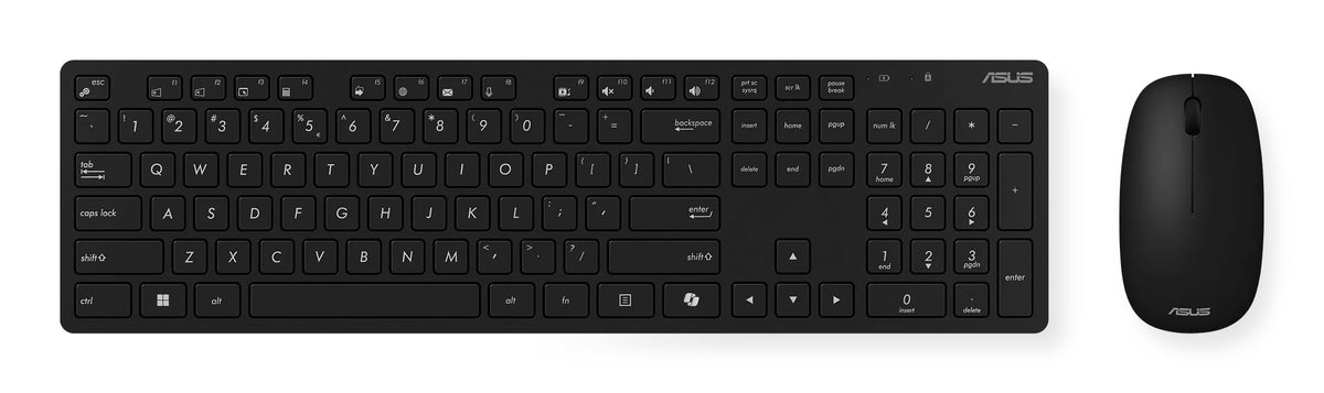 ASUS W5000 KEYBOARD+MOUSE/BK, Wireless, RF Wireless, Membrane, QWERTY, Black, Mouse included