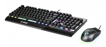 MSI VIGOR GK30 COMBO RGB MEMchanical Gaming Keyboard + Clutch GM11 Gaming Mouse ' UK Layout, 6-Zone RGB Lighting Keyboard, Dual-Zone RGB Lighting Mouse, 5000 DPI Optical Sensor, RGB Mystic Light', Wired, USB, Mechanical, QWERTY, RGB LED, Black