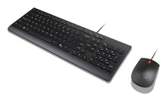 Lenovo KB MICE_BO Essencial WR KBMS GB A1, Full-size (100%), Wired, USB, Black, Mouse included