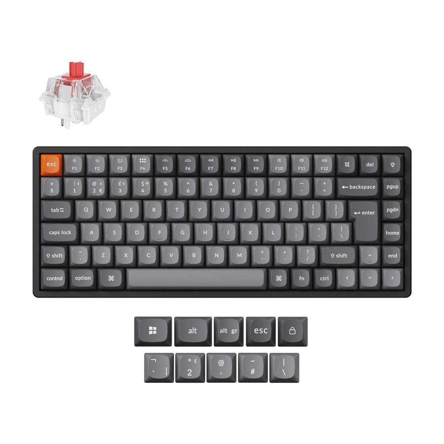 Keychron K2 Max, Wired & Wireless, USB + RF Wireless + Bluetooth, Mechanical, QWERTY, RGB LED, Black, Grey