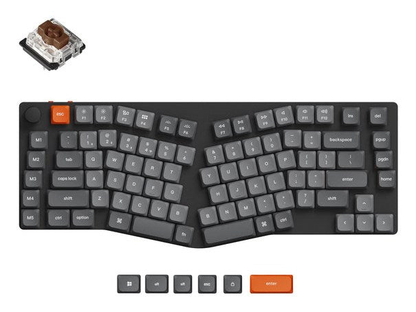 Keychron K15 Max, Wired & Wireless, USB + RF Wireless + Bluetooth, Mechanical, QWERTY, RGB LED, Grey