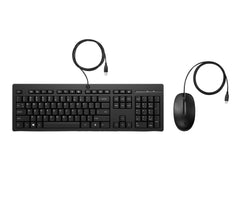 HP 225 Wired Mouse and Keyboard Combo, Full-size (100%), USB, Membrane, Black, Mouse included