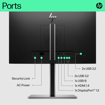 HP E-Series E22 G5, 54.6 cm (21.5"), 1920 x 1080 pixels, Full HD, LED, 5 ms, Black, Silver