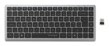 Kensington KB435 EQ Rechargeable Multi-Device Compact Keyboard, Tenkeyless (80 - 87%), Wireless, RF Wireless + Bluetooth, Scissor key switch, Grey