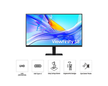 Samsung ViewFinity S8 LS27D800UAU, 68.6 cm (27"), 3840 x 2160 pixels, Quad HD, 5 ms, Black