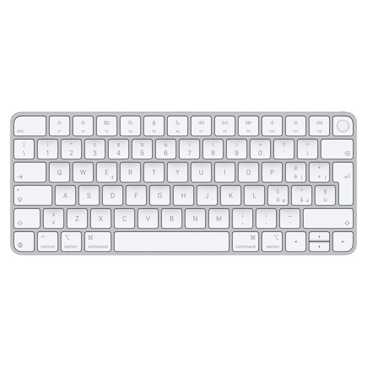 Apple Magic Keyboard with Touch ID for Mac models with silicon (USB–C) - Italian, Mini, Wired & Wireless, USB + Bluetooth, QWERTY, Silver, White