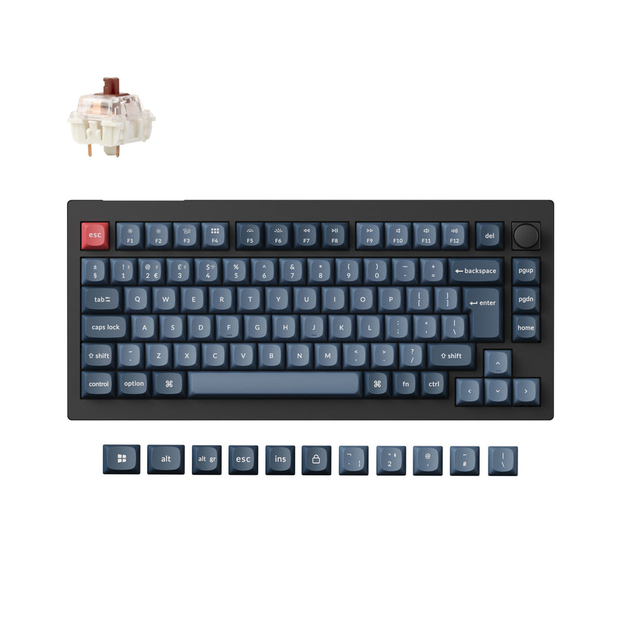 Keychron V1 Max, Wired & Wireless, USB + RF Wireless + Bluetooth, Mechanical, QWERTY, RGB LED, Black, Grey