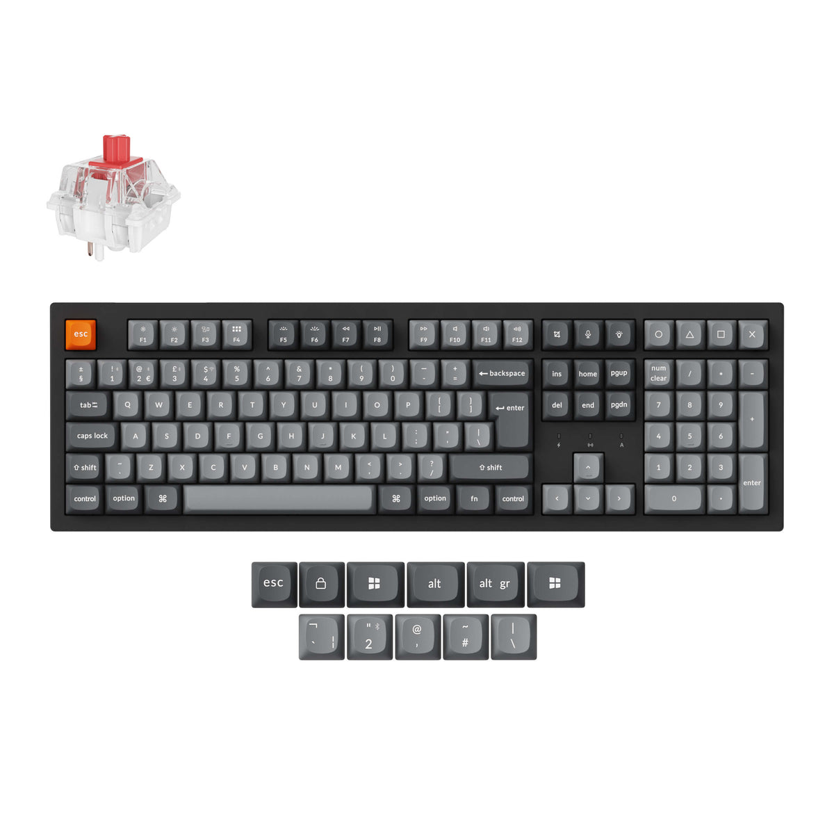 Keychron K10 Max, Wired & Wireless, USB + RF Wireless + Bluetooth, Mechanical, QWERTY, RGB LED, Black