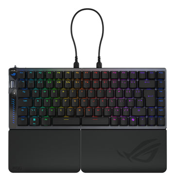 ASUS ROG Falcata, Wired & Wireless, USB + RF Wireless + Bluetooth, Magnetic-mechanical key switch, QWERTY, RGB LED, Black