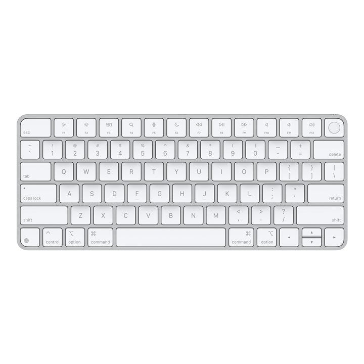 Apple Magic Keyboard with Touch ID for Mac models with silicon (USB–C) - US English, Mini, Wired & Wireless, USB + Bluetooth, QWERTY, Silver, White