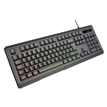 VIDA GAMER BLK 4IN1 USB KB MS HS KIT, Wired, USB, Membrane, QWERTY, RGB LED, Black
