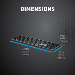 HP 975 Dual-Mode Wireless Keyboard, Full-size (100%), RF Wireless + Bluetooth, Black