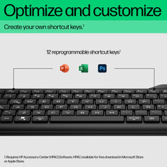 HP 475 Dual-Mode Wireless Keyboard, Full-size (100%), RF Wireless + Bluetooth, Membrane, Black