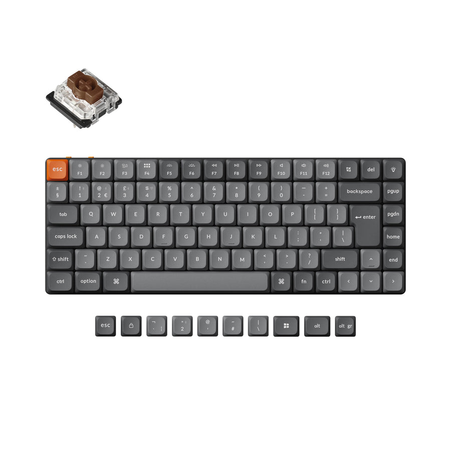 Keychron K3 Max, Wired & Wireless, USB + RF Wireless + Bluetooth, Mechanical, QWERTY, RGB LED, Grey