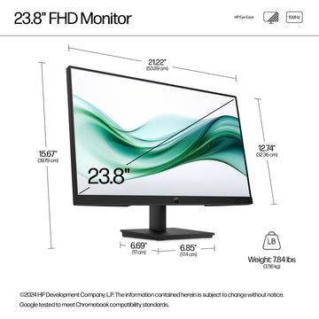 HP Series 3 Pro 23.8 inch FHD Monitor - 324pv, 60.5 cm (23.8"), 1920 x 1080 pixels, Full HD, 5 ms, Black