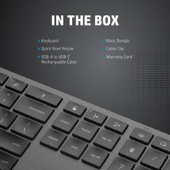 HP 975 Dual-Mode Wireless Keyboard, Full-size (100%), RF Wireless + Bluetooth, Black