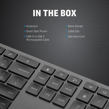 HP 975 Dual-Mode Wireless Keyboard, Full-size (100%), RF Wireless + Bluetooth, Black