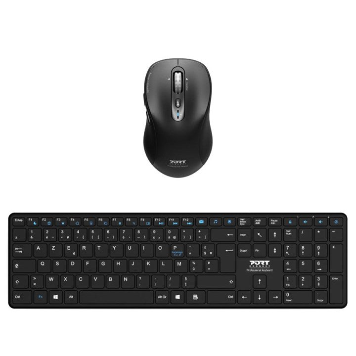 Port Designs 900907RUK, Full-size (100%), Wireless, Bluetooth, Scissor key switch, Black, Mouse included