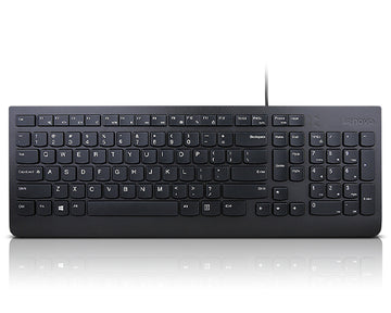 Lenovo Essential, Full-size (100%), Wired, USB, Membrane, QWERTZ, Black
