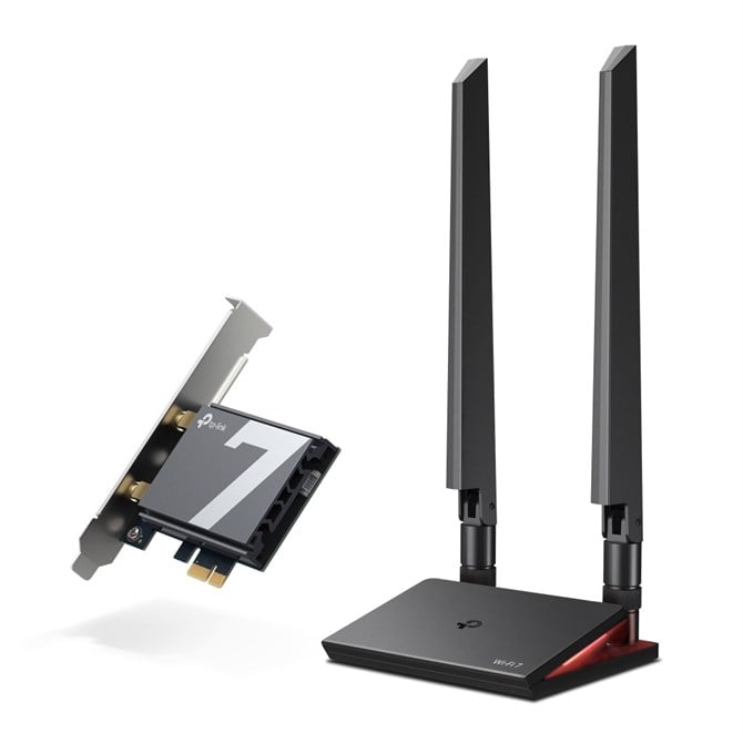 TP-Link Archer BE9300 Wi-Fi 7 Bluetooth 5.4 PCIe Adapter, Internal, Wireless, PCI Express, WLAN / Bluetooth, 9300 Mbit/s, Black