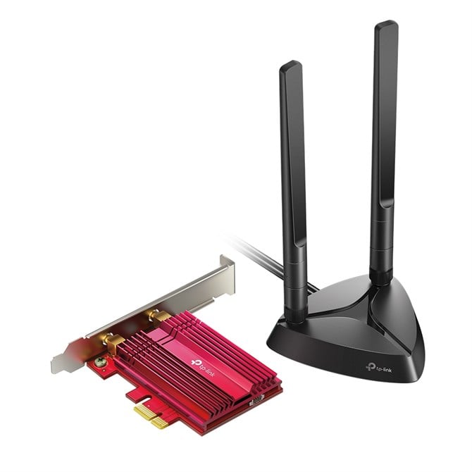 TP-Link Archer TX3000E, Internal, Wireless, PCI Express, WLAN / Bluetooth, 2402 Mbit/s, Black, Red