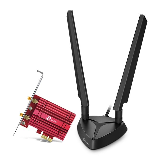 TP-Link AXE5400 Wi-Fi 6E Bluetooth 5.2 PCIe Adapter, Internal, Wireless, PCI Express, WLAN / Bluetooth, 5400 Mbit/s, Black, Red